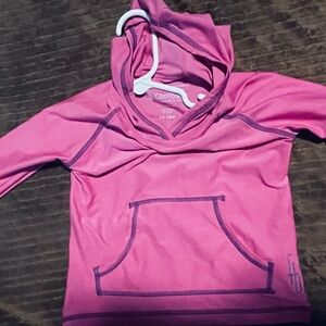 Coolibar Hot Pink Hooded Swim Top with Contrast Stitching